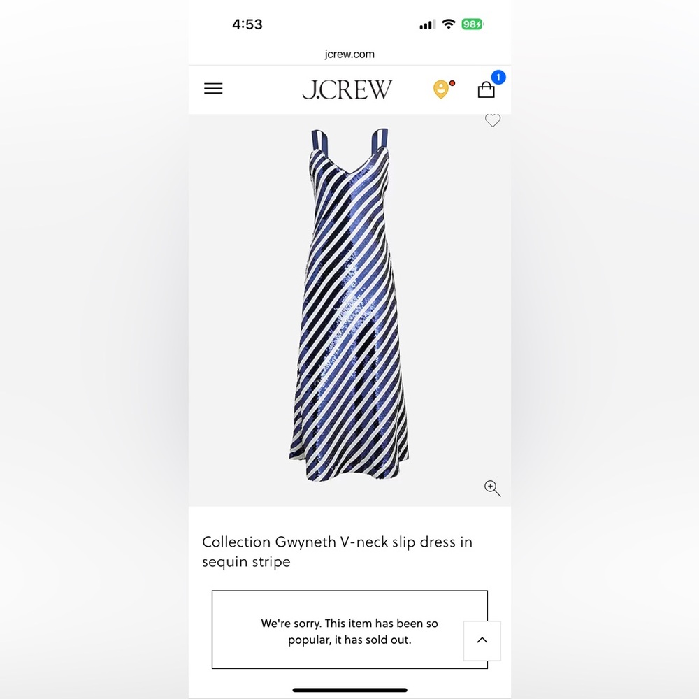 J. Crew Collection Gwyneth V-neck slip dress in sequin stripe